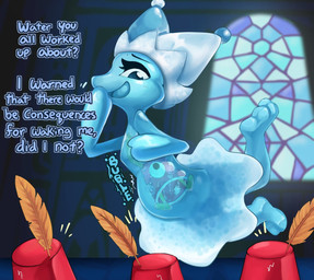 ambiguous_gender ambiguous_prey anthro anthro_pred biped dialogue digestion emanata female female_pred group humor looking_at_another onomatopoeia oral_vore pun size_difference sound_effects text vore water muhny deltarune undertale_(series) cuptain darkner elemental_creature mizzle_(deltarune) water_creature 2025 digital_drawing_(artwork) digital_media_(artwork) english_description english_text