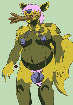 anthro balls disposal duo genitals gynomorph gynomorph_pred intersex intersex_pred penis solo stretch_marks vore filthivore hallion_the_hyaenodon entelodont hyaenodon hyaenodontid mammal prehistoric_species hi_res
