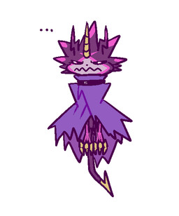 anthro black_body black_sclera blade cape chibi clothing glowing glowing_eyes horn male solo tail tail_blade weapon_tail bakamaokun bandai_namco digimon digimon_ghost_game digimon_(species) gulusgammamon
