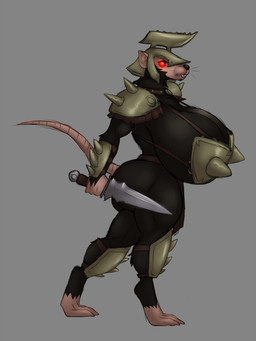 anthro armor big_breasts big_butt bikini_armor black_body black_fur breasts butt clothed clothing dagger female fur grey_background headgear helmet holding_dagger holding_melee_weapon holding_object holding_weapon huge_breasts melee_weapon partially_clothed red_eyes simple_background solo spikes standing thick_thighs unconvincing_armor warrior weapon lurking_tyger warhammer_(franchise) warhammer_fantasy mammal murid murine rat rodent skaven 3:4 hi_res