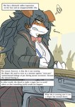 anthro clothed clothing desk female furniture green_eyes hair navy_hair school school_uniform table text uniform wood wood_desk wood_furniture mttbsmn hinaka_(mttbsmn) canid canine canis collie domestic_dog herding_dog mammal pastoral_dog rough_collie sheepdog absurd_res english_text hi_res