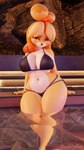 anthro bikini bikini_bottom bikini_top breasts clothing ear_piercing ear_ring female looking_at_viewer piercing ring_piercing solo swimwear two-piece_swimsuit yellow_body dividebyezer0 animal_crossing nintendo isabelle_(animal_crossing) canid canine canis domestic_dog mammal shiba_inu spitz 3d_(artwork) 9:16 digital_media_(artwork) hi_res