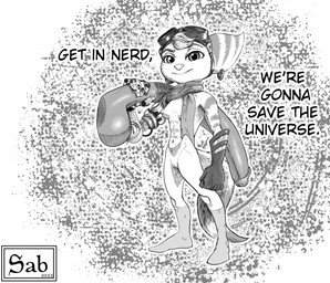 anthro breasts clothing cybernetic_arm cybernetic_limb cybernetics dildo disability eyewear eyewear_on_head female genitals gloves goggles goggles_on_head handwear huge_dildo machine mostly_nude navel nipples pubes scarf sex_toy small_breasts solo text vulva sabrotiger ratchet_and_clank sony_corporation sony_interactive_entertainment rivet_(ratchet_and_clank) cyborg lombax mammal 2022 digital_media_(artwork) english_text hi_res line_art monochrome