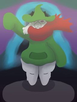 anthro blurred_background clothing fountain hat headgear headwear horn male scarf shortstack solo white_body wizard_hat wizard_robe hurricane_weaver deltarune undertale_(series) ralsei bovid caprine darkner goat mammal 3:4 hi_res