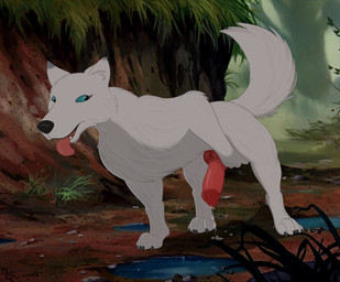 animal_genitalia animal_penis bodily_fluids canine_genitalia canine_penis digitigrade dripping erection feral front_view genital_fluids genitals knot male penis precum presenting presenting_penis quadruped screencap screencap_background solo standing tail tongue tongue_out mcfan hero's_quest angee canid canine canis mammal wolf hi_res