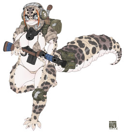 5_fingers accessory anthro areola areola_slip backpack barefoot belt biped black_spots blush breasts brown_body brown_scales camel_toe camo camo_clothing camo_print clothed clothing eyelashes feet female fingers furgonomics gas_mask grey_eyes grey_sclera headgear knee_pads knife mask multicolored_body multicolored_scales nipple_outline non-mammal_breasts pattern_clothing pink_areola pupils ranged_weapon scales sheathed_weapon simple_background skimpy sleeping_bag slightly_chubby slit_pupils solo spots tail tail_accessory tail_belt tan_body tan_scales thick_thighs topwear underwear utility_belt weapon white_background white_body white_scales wide_hips wraps namu_gunsou eublepharid gecko leopard_gecko lizard reptile scalie 2019 hi_res signature