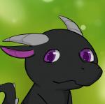 black_body green_background grey_horn horn looking_at_viewer male purple_eyes simple_background solo tail haika mythology syrinar_(character) dragon mythological_creature mythological_scalie scalie 2017 hi_res portrait