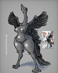 anthro beak belly biped breasts dark_body eyelashes feathers female front_view genitals glistening glistening_belly glistening_breasts glistening_thighs grey_background grey_beak grey_body grey_feathers long_neck looking_at_viewer navel nipples non-mammal_breasts non-mammal_navel non-mammal_nipples nude pussy reference_image sculpture shadow simple_background slightly_chubby slightly_chubby_anthro slightly_chubby_female smile smiling_at_viewer smirk solo spread_wings standing statue tail tail_feathers thick_thighs wide_hips wings sr_empanada avian bird ostrich ratite 2024 4:5 artist_name digital_media_(artwork) full-length_portrait portrait sculpture_(artwork) shaded traditional_media_(artwork)