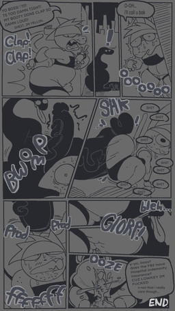accessory annoyed anthro bent_over big_butt big_penis biped bodily_fluids bodysuit butt clothing cum cum_in_ass cum_inside dialogue duo erection forced genital_fluids genitals headband male male/male penis penis_size_difference profanity skinsuit slightly_chubby slightly_chubby_male sound_effects speech_bubble text thought_bubble tight_clothing vein veiny_penis worried_face dihcore konami metal_gear domestic_cat felid feline felis mammal 9:16 comic english_text hi_res monochrome