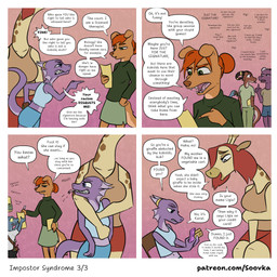 anthro female group profanity text soovka karat_(soovka) ligia parsley_(soovka) giraffe giraffid kobold mammal scalie 1:1 comic english_text hi_res url
