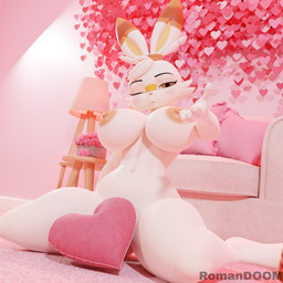 accessory anthro blowing_kiss breasts covered_vulva detailed_background female hair_accessory hairband holidays looking_at_viewer nipples nude one_eye_closed orange_eyes solo spread_legs spreading white_body wink romandoom valorlynz_(modeler) nintendo pokemon valentine's_day bunni_(valorlynz) generation_8_pokemon lagomorph mammal pokemon_(species) scorbunny 1:1 3d_(artwork) blender_(artwork) blender_cycles_(artwork) digital_media_(artwork) hi_res