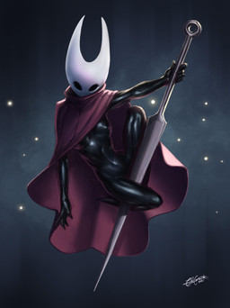 5_fingers anthro athletic athletic_anthro athletic_female barely_visible_genitalia barely_visible_nipples barely_visible_vulva black_body black_eyes breasts cloak cloak_only clothing empty_eyes featureless_feet feet female fingers floating front_view genitals glistening glistening_body holding_object holding_weapon horn light medium_breasts mostly_nude nail_(weapon) navel nipples non-mammal_breasts non-mammal_navel pose red_clothing simple_background solo vulva weapon white_horn eamonn_mccormick hollow_knight_(franchise) team_cherry hornet_(hollow_knight) arthropod humanoid 2021 absurd_res dated full-length_portrait hi_res lighting pinup portrait shaded signature soft_shading