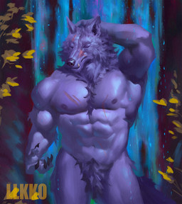 abs anthro biped claws crotch_tuft eyes_closed facial_scar finger_claws fur grey_body grey_fur hand_behind_head male male_anthro muscular muscular_anthro muscular_male naturally_censored nipples nude pecs scar solo standing tuft llkko elden_ring fromsoftware blaidd_(elden_ring) canid canine canis mammal wolf 2025 digital_media_(artwork) hi_res portrait three-quarter_portrait