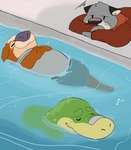 anthro biped blush clothing eyes_closed group hoodie lying male swimming swimming_pool topwear salsa_(artist) brok_the_investigator cowcat_games brok_(brok_the_investigator) graff_filsh ott_(brok_the_investigator) alligator alligatorid crocodilian domestic_cat felid feline felis hybrid mammal mustelid otter reptile scalie 2022 hi_res