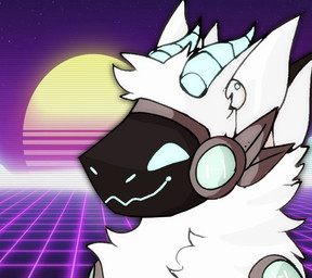 anthro brown_ears cybernetics fur horn machine male solo synthwave three-quarter_view white_body white_fur unknown_artist nexyproto cyborg protogen bust_portrait digital_drawing_(artwork) digital_media_(artwork) portrait