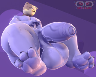 1_eye 3_toes 5_fingers anthro bag_on_head balls big_balls big_butt big_penis blush butt feet fingers foot_focus foreskin fur fur_tuft genitals hidden_face humanoid_genitalia humanoid_penis looking_at_viewer low-angle_view male penis purple_body saggy_balls scrotum_flap simple_background slightly_muscular solo spots thick_thighs toes tuft yellow_blush yellow_eyes anxiboi ivan_(anxiboi) felid feline ghost mammal spirit 3d_(artwork) 5:4 absurd_res blender_(artwork) blender_eevee_(artwork) digital_media_(artwork) hi_res watermark