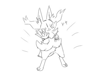 3_fingers 4_toes :3 ambiguous_anthro ambiguous_gender anthro arm_tuft biped blush blush_lines cheek_tuft chest_tuft crotch_tuft digitigrade emanata facial_tuft feet fingers front_view hip_tuft inner_ear_fluff looking_at_viewer nude_ambiguous nude_anthro object_in_tail outstretched_arm reaching_towards_viewer shoulder_tuft simple_background solo standing stick stick_in_tail tail text toes tuft white_background wide_stance hurai_of_kaki nintendo pokemon braixen canid generation_6_pokemon mammal pokemon_(species) 2024 absurd_res digital_drawing_(artwork) digital_media_(artwork) full-length_portrait hi_res japanese_text monochrome portrait sketch translated