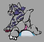 animal_skin anthro anus blush duo fur genitals horn hot_dogging looking_back male male/male penis red_eyes sex sketchy striped_body striped_fur stripes azuruff bandai_namco digimon digimon_(species) gabumon veemon