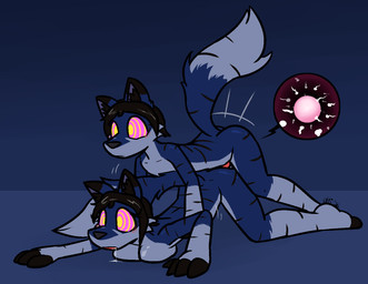all_fours anthro anthro_on_anthro anthro_penetrated anthro_penetrating anthro_penetrating_anthro ass_up black_body black_eyes black_fur black_hair black_inner_ear_fluff black_nose black_stripes blue_background blue_body blue_fur blue_inner_ear blush bodily_fluids breast_squish breasts doggystyle drooling duo erection feet female female_penetrated fingerless_(marking) forced forced_partners from_behind_position fur genitals hair impregnation inner_ear_fluff internal intraspecies male male/female male_penetrating male_penetrating_female motion_lines open_mouth ovum penetration penis pink_eyes pink_pupils pupils red_penis saliva saliva_string selfcest sex simple_background sperm_cell spiral spiral_eyes square_crossover squish striped_body striped_fur stripes thrusting toeless_(marking) tuft yellow_eyes ultilix alpha_(vuxorem) canid canine canis mammal wolf 2026 hi_res