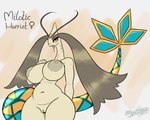 antennae_(anatomy) anthro areola big_breasts biped blue_tail blush blush_lines bodily_fluids breasts brown_areola brown_body brown_hair brown_nipples brown_skin drooling eyelashes female female_symbol forehead_gem gem gender_symbol genitals glistening glistening_tail green_eyes hair humanoid_genitalia humanoid_pussy logo long_neck multicolored_tail navel nipples non-mammal_breasts non-mammal_nipples orange_background orange_sclera orange_tail pseudo_hair puffy_areola pussy saliva simple_background slightly_chubby solo symbol tail thick_thighs tongue tongue_out white_background wide_hips latiar nintendo pokemon harriett_(latiar) generation_3_pokemon marine milotic pokemon_(species) 2022 5:4 artist_logo character_name dated portrait three-quarter_portrait