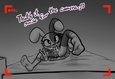 5_fingers anthro autocunnilingus bed blush bodily_fluids bottomless bottomless_anthro bottomless_female buckteeth camera_hud camera_view clothed clothing contortionism dialogue eyelashes female female_anthro fingers flexible footwear fur furniture genital_fluids genitals gesture hand_gesture looking_at_viewer masturbation multicolored_body multicolored_fur offscreen_character on_bed oral oral_masturbation raised_leg recording_video saliva socks solo spread_legs spreading sweater teeth text tongue tongue_out topwear two_tone_body two_tone_fur v_sign vaginal vaginal_fluids vaginal_masturbation vulva young young_anthro young_female soulcentinel vanny_(soulcentinel) lagomorph leporid mammal rabbit 2026 digital_drawing_(artwork) digital_media_(artwork) english_text greyscale monochrome shaded spot_color