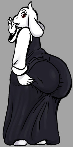 4_fingers anthro barefoot big_butt big_eyes big_iris biped black_eyebrows black_eyes butt clothed clothed_anthro clothed_female clothing curved_eyebrows eyebrows eyelashes fangs feet female fingers floppy_ears fur glistening glistening_clothing glistening_eyes glistening_robe grey_background holding_butt horn huge_butt humanoid_hands iris light_body light_fur long_eyelashes looking_at_viewer looking_back looking_back_at_viewer lop_ears mature_anthro mature_female monotone_background monotone_horn multicolored_clothing multicolored_robe open_mouth open_smile plantigrade pose robe short_horn simple_background small_horn smile smiling_at_viewer snout solo standing teeth three-quarter_view two_tone_robe white_body white_ears white_fur white_horn white_sclera scratchddisc undertale undertale_(series) toriel boss_monster_(undertale) bovid caprine goat mammal 2026 black_and_white digital_drawing_(artwork) digital_media_(artwork) english_description full-length_portrait hi_res monochrome portrait