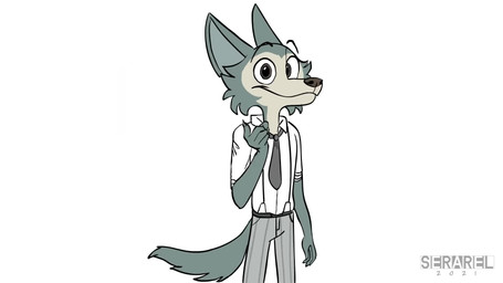 accessory anthro audible_laugh belt bottomwear claws clothed clothing collared_shirt crossed_arms dialogue dress_shirt eyebrows eyes_closed floating_eyebrows fur gesture hand_gesture humor laugh looking_at_viewer male narrowed_eyes necktie official_actor open_mouth pants pointing pointing_at_viewer profanity raised_eyebrow shirt sign simple_background smile solo standing suspenders talking_to_viewer teeth text tongue topwear tuft white_background serareldeer jonah_scott_(va) beastars legoshi_(beastars) canid canine canis mammal wolf 16:9 2021 2d_animation animated dated digital_media_(artwork) english_audio english_text hi_res short_playtime signature sound video voice_acted widescreen