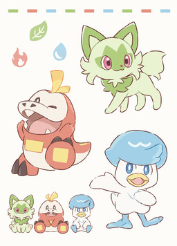 :3 ambiguous_gender anthro beak blue_eyes blue_feather_hair fangs feathers featureless_crotch feral fur green_body green_fur grey_eyes group looking_at_viewer one_eye_closed open_beak open_mouth pawpads paws pink_eyes red_body simple_background sitting solo tail teeth tongue trio white_body white_feathers nekogyo122 nintendo pokemon avian bird crocodilian felid feline fuecoco generation_9_pokemon mammal pokemon_(species) quaxly reptile scalie sprigatito 2023 absurd_res hi_res