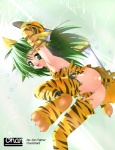 boomerang butt ear_piercing fangs female green_eyes green_hair hair piercing solo tail teeth kazami_haruki samurai_shodown samurai_spirits cham_cham animal_humanoid cat_humanoid felid felid_humanoid feline feline_humanoid humanoid mammal mammal_humanoid hi_res