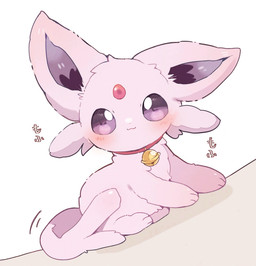 ambiguous_gender bell bell_collar blush collar collar_only feral forked_tail fur head_tuft looking_at_viewer nude pink_body pink_fur purple_eyes red_collar simple_background solo tail text tuft unusual_anatomy unusual_tail white_background yupo_0322 nintendo pokemon eeveelution espeon generation_2_pokemon pokemon_(species) absurd_res cel_shading colored colored_sketch digital_drawing_(artwork) digital_media_(artwork) hi_res shaded sketch