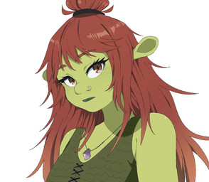 anime_style bangs black_hair_tie breasts brown_eyes brown_hair clothed clothed_female clothed_humanoid clothing ear_stalk eyebrow_through_hair eyebrows eyelashes facial_piercing female female_humanoid green_body green_clothing green_lips green_shirt green_skin green_tank_top green_topwear hair hair_bun jewelry light lips long_hair looking_at_viewer mouth_closed multicolored_hair necklace nose_piercing nose_ring not_furry piercing red_eyebrows red_hair ring_piercing shirt simple_background solo tank_top topwear translucent translucent_hair two_tone_hair white_background hataaoh dreamworks shrek_(series) felicia_(shrek) humanoid ogre 2025 absurd_res bust_portrait colored digital_drawing_(artwork) digital_media_(artwork) hi_res lighting portrait portuguese_description shaded