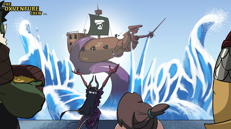 5_fingers ambiguous_feral ambiguous_gender anthro black_clothing black_hat black_headwear black_horn black_shirt black_topwear black_tunic blue_sky brown_hair brown_shawl cannon cape chainmail claws clear_sky clothed clothed_anthro clothed_female clothed_humanoid clothed_male clothing crow's_nest day dress druid female feral finger_claws fingers green_body green_hair_tie green_skin group hair hat headgear headwear holding_melee_weapon holding_object holding_rapier holding_ship holding_sword holding_treasure_chest holding_weapon horn humanoid_pointy_ears larger_ambiguous larger_anthro larger_feral larger_humanoid larger_male light long_hair magic_user male male_human melee_weapon outside paladin pirate pointy_ears ponytail purple_body purple_clothing purple_dress purple_skin raised_hands ranged_weapon rapier red_body red_cape red_claws red_clothing red_skin rogue sea seafoam_(water) ship shirt silhouetted_body size_difference sky smaller_female smaller_humanoid spiky_hair standing sword tail tan_ears tentacles text title topwear treasure_chest tribal_spellcaster tunic vehicle water watercraft wave weapon window yellow_body yellow_tail inkarat_mittongtare dungeons_and_dragons hasbro oxventure wizards_of_the_coast corazon_de_ballena dob_(oxventure) egbert_(oxventure) merilwen prudence_(oxventure) aquatic cephalopod coleoid dragonborn_(dnd) elf half-orc horned_humanoid human humanoid mammal mollusk octopodiform octopus orc scalie tailed_humanoid wood_elf 2019 absurd_res colored digital_drawing_(artwork) digital_media_(artwork) english_description english_text hi_res lighting shaded