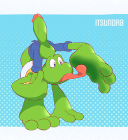 3_toes anthro barefoot circumcised clothing contortionism erection feet flexible foot_fetish foot_lick genitals green_body humanoid_genitalia humanoid_penis licking long_tongue male penis plantigrade self_lick solo toes tongue itsundra frogger konami frogger_(character) amphibian frog hi_res