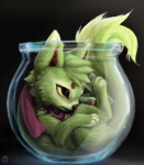 aquarium erection feral fish_bowl fur genitals green_body green_fur green_hair hair male penis photorealism quadruped solo tail vivarium conditional_dnp tricksta monty canid canine canis domestic_dog mammal 2010 detailed