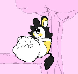 ambiguous_anthro ambiguous_gender ambiguous_pred ambiguous_prey anthro anthro_pred belly big_belly big_ears biped black_body black_ears black_eyelids black_fur black_hair black_nose black_tail bloated branch cheek_spots chest_tuft cross-eyed dot_nose eye_roll face_imprint feet fully_inside fur hair half-closed_eyes huge_belly imprint in_tree lidded_eyes membrane_(anatomy) monotone_background monotone_hair monotone_tail multicolored_body multicolored_fur narrowed_eyes on_branch outside patagium pink_background plant same_size_vore semi-anthro side_view simple_background soft_vore solo standing standing_on_branch struggling struggling_prey t-pose tail tree tuft unseen_prey vore white_arms white_body white_feet white_fur white_hands white_inner_ear white_tuft wide_hips yellow_inner_ear yellow_membrane yellow_patagium meatcanister nintendo pokemon daniel_(meatcanister) emolga generation_5_pokemon mammal oshawott pokemon_(species) rodent 2025 digital_media_(artwork) english_description full-length_portrait hi_res pixel_(artwork) portrait male_(lore)