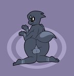 2_toes 3_fingers 4_arms 4_eyes anthro backsack balls bent_over big_butt black_eyes blush blush_lines butt closed_smile eyebrows feet femboy fingers genitals grey_background grey_body looking_at_viewer looking_back looking_back_at_viewer male mouth_closed multi_arm multi_eye multi_limb presenting presenting_hindquarters pupils rear_view simple_background smile solo thick_thighs toes white_pupils lewdnova arin_(imbynova) arachnid arthropod spider 2022 absurd_res digital_media_(artwork) hi_res