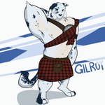 4_toes anthro barefoot biped bottomwear claws clothed clothing eyebrows feet fur hand_behind_head heterochromia kilt male mottled mottled_body mottled_fur muscular muscular_anthro muscular_male paws plaid scottish_flag simple_background solo standing tail toe_claws toes white_body white_fur mosin gilroy_(mosin) border_collie canid canine canis collie domestic_dog herding_dog mammal pastoral_dog sheepdog 1:1 2015 digital_drawing_(artwork) digital_media_(artwork)