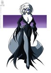 alternative_fashion anthro blue_eyes breasts cleavage clothed clothing cosplay dress female fur goth grey_body grey_fur hair looking_at_viewer smile solo trad_goth white_body white_fur white_hair conditional_dnp jollyjack elvira:_mistress_of_the_dark chloe_sinclaire elvira_(mistress_of_the_dark) mammal mephitid skunk 2008