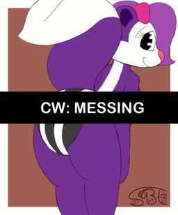 anthro clothed clothing diaper diaper_fetish diaper_only excessive_feces fart feces female hyper hyper_feces looking_back rear_view scatplay smile soiled_diaper solo topless unclean_diaper used_diaper wearing_diaper gassybigears69 tiny_toon_adventures warner_brothers fifi_la_fume mammal mephitid skunk 2d_animation animated sound webm