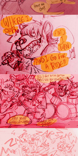 alternate_universe alternative_fashion anthro buckteeth clothed clothing collar dialogue electrocution female fishnet_clothing fur long_ears looking_at_viewer lyrics male music punk shock_collar singing teeth text nicolaswildes disney zistopia zootopia hyena lagomorph leporid mammal rabbit spotted_hyena 2016 absurd_res comic english_text hi_res long_image tall_image traditional_media_(artwork)