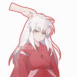 asian_clothing bottomwear clothed clothing ear_pull east_asian_clothing hair hakama haori japanese_clothing looking_at_viewer male red_bottomwear red_clothing red_hakama simple_background solo white_hair white_haori yellow_eyes cumcmn inuyasha inuyasha_(inuyasha) animal_humanoid canid canid_humanoid canine canine_humanoid canis demon domestic_dog half-demon humanoid hybrid mammal mammal_humanoid 1:1