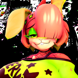 accessory alternate_color anthro big_breasts blush breasts buckteeth clothing crossgender eyebrows eyeshadow female fishnet_clothing fishnet_topwear green_clothing green_eyes green_eyeshadow green_shirt green_topwear hair hair_accessory hair_over_eye half-closed_eyes inside makeup mtf_crossgender narrowed_eyes raised_inner_eyebrows red_body red_hair shirt short_hair smile smiling_at_viewer solo teeth text topwear yellow_ears fallenpilota cryptiacurves_(modeler) fazclaire's_nightclub five_nights_at_freddy's scottgames bonfie_(cryptiacurves) bonnie_(fnaf) lagomorph leporid mammal rabbit 1:1 3d_(artwork) bust_portrait digital_media_(artwork) english_text hi_res icon portrait source_filmmaker_(artwork)