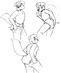 anthro bodily_fluids bottomwear button_ears clean_diaper clothed clothing diaper diaper_only diaper_squish floppy_ears genital_fluids male multiple_poses pants pose simple_background solo standing sweatpants topless tugging_clothing unclean_diaper urine used_diaper wearing_diaper wet_diaper cookiebandit casper_(cookiebandit) canid canine canis domestic_dog mammal 2023 greyscale hi_res monochrome sketch