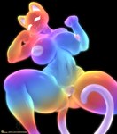 anthro big_breasts breasts butt female genitals navel nipples nude pussy solo sparklefur text thick_thighs bakastore_(artist) sadflowerhappy rainbow_(sadflowerhappy) domestic_cat felid feline felis mammal 2022 absurd_res artist_collaboration colorful_theme hi_res url