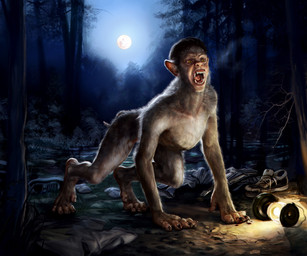 ambiguous_gender detailed_background forest hair lamp lantern moon nude open_mouth plant short_hair solo transformation tree yellow_eyes liminalbean mythology canid canine mammal mythological_canine mythological_creature werecanid werecanine werecreature werewolf 2017 6:5 absurd_res hi_res