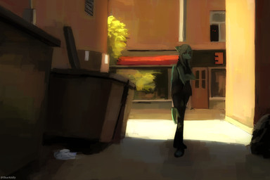 alley anthro biped black_bottomwear black_clothing black_pants black_shirt black_topwear blue_body blue_scales bone_frill bottomwear box clothed clothed_anthro clothed_female clothing container creepy crossed_arms day dumpster female frill_(anatomy) frown grey_hair hair leaf long_hair looking_at_another outside pants plant red_eyes scales shadow shirt solo standing text topwear torn_bottomwear torn_clothing torn_pants trash tree sharkidly goodbye_volcano_high fang_(gvh) prehistoric_species pterodactylus pterosaur reptile scalie 2025 absurd_res artist_name colored hi_res shaded nonbinary_(lore)