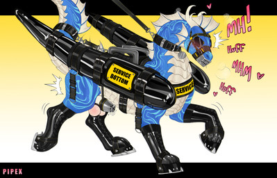 2_horns armwear balls bdsm blinders bondage bondage_gear bondage_gloves boots bound bridle chastity_cage chastity_device clothing collar eyewear feral footwear genitals handwear harness hoof_boots hoof_gloves horn latex latex_armwear latex_clothing latex_legwear leash leashed_collar legwear male muzzle_(object) muzzled non-mammal_balls petplay pocketed_wings ponyplay quadruped reins roleplay service_bottom shoes simple_background solo tail wings_tied pipex mythology dragon mythological_creature mythological_scalie scalie digital_drawing_(artwork) digital_media_(artwork) hi_res