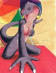 anthro beach breasts female fullcolor furgonomics furry-specific_piercing looking_at_viewer nude piercing pose ring_piercing seaside snake_hood snake_hood_piercing solo umbrella nyghtmar3 tasha_(nyghtmar3) cobra reptile scalie snake hi_res pinup traditional_media_(artwork)