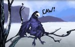 anthro branch male muscular plant solo tree laser_(artist) third-party_edit mr._cwow avian bird corvid corvus_(genus) crow oscine passerine hi_res