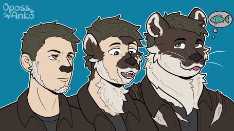 after_transformation anthro brown_body brown_fur clothed clothing fur growth hair human_to_anthro male mid_transformation open_mouth simple_background solo species_transformation transformation transformation_sequence kiri-anko human mammal mustelid otter 16:9 absurd_res hi_res sequence widescreen
